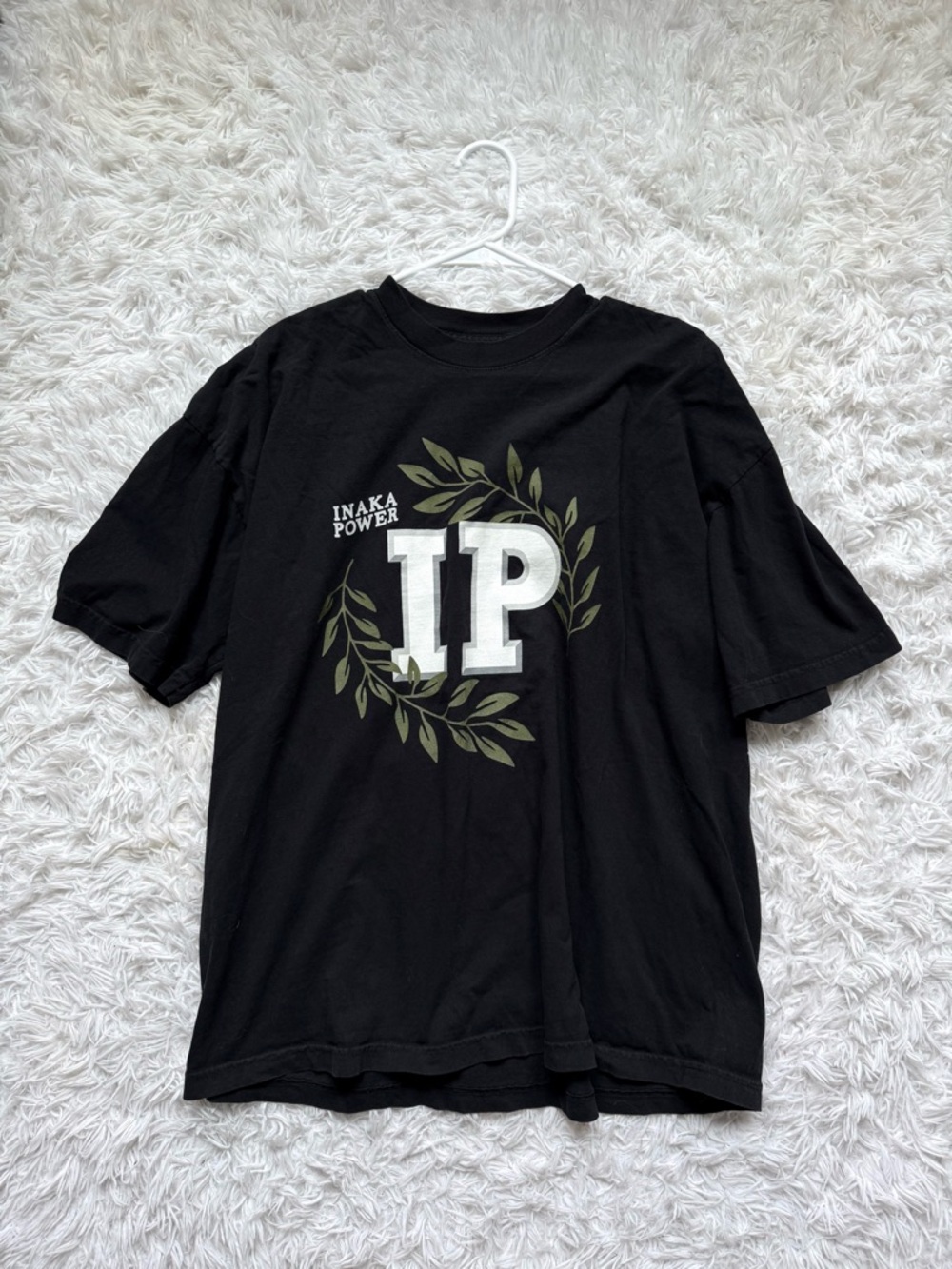 Inaka Power Black Tee with White IP & Olive Wreath